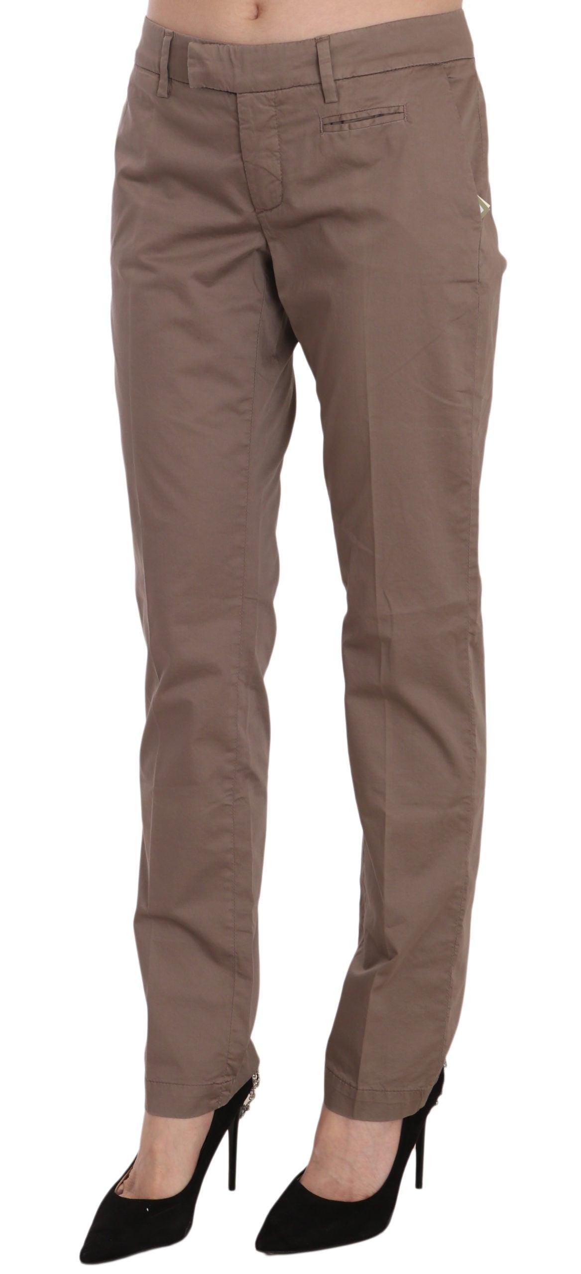 Dondup Chic Brown Straight Cut Trousers - PER.FASHION