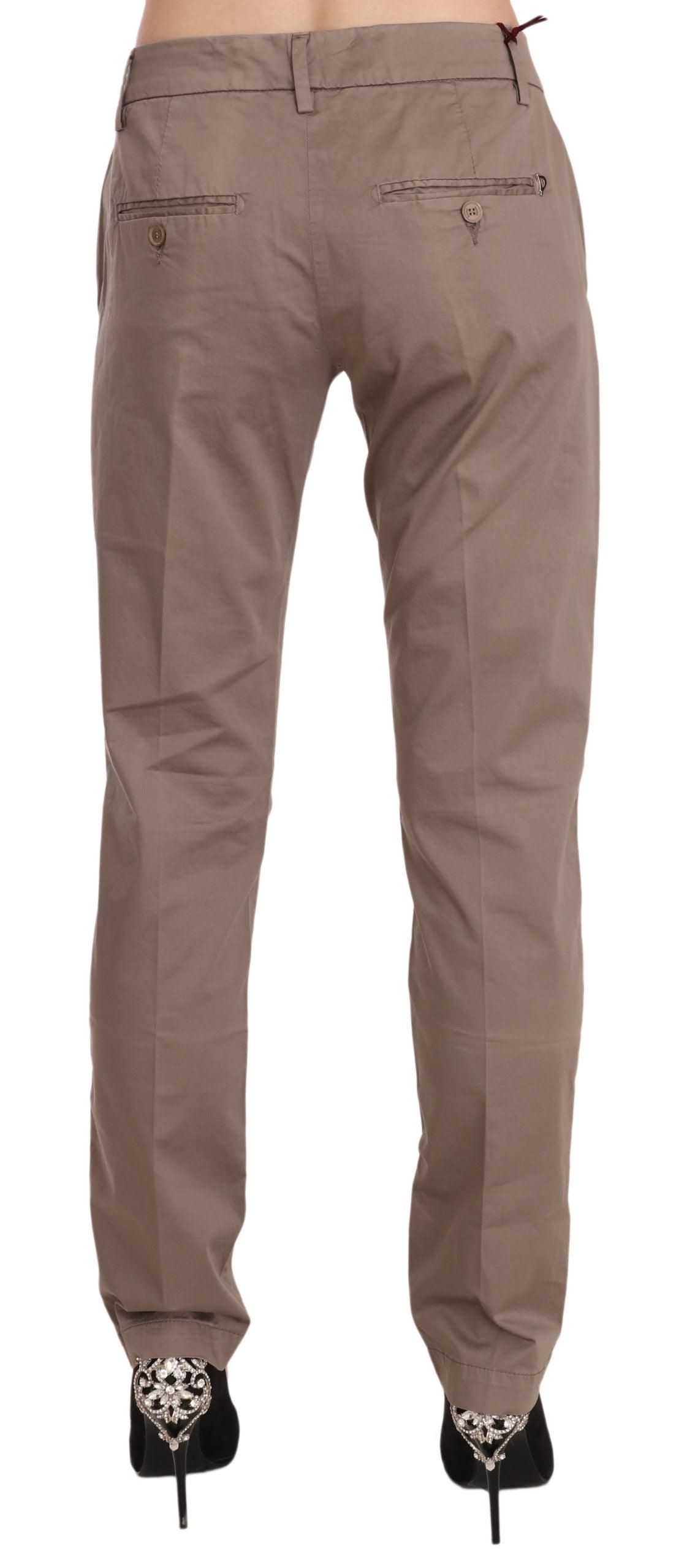 Dondup Chic Brown Straight Cut Trousers - PER.FASHION