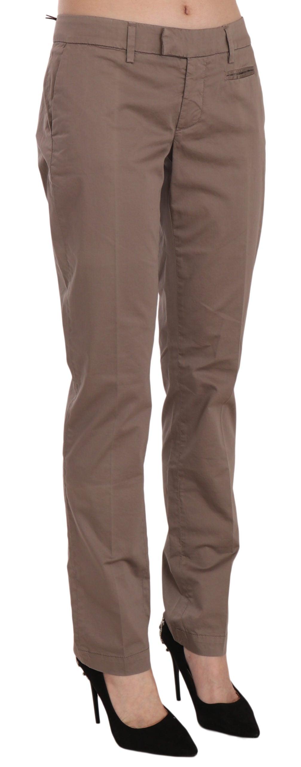 Dondup Chic Brown Straight Cut Trousers - PER.FASHION