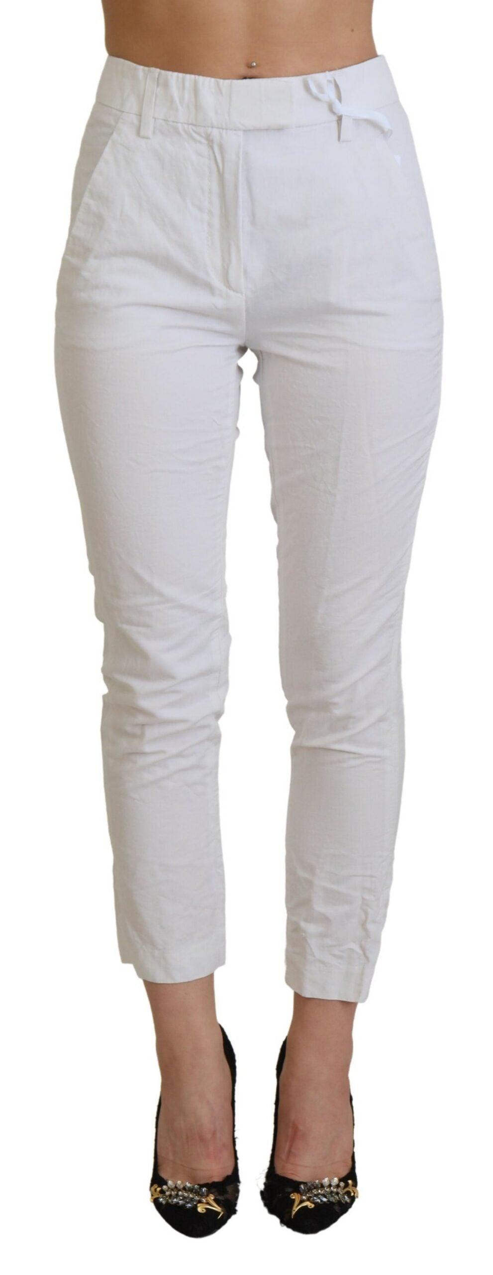 Dondup Elegant High Waist Tapered White Pants - PER.FASHION
