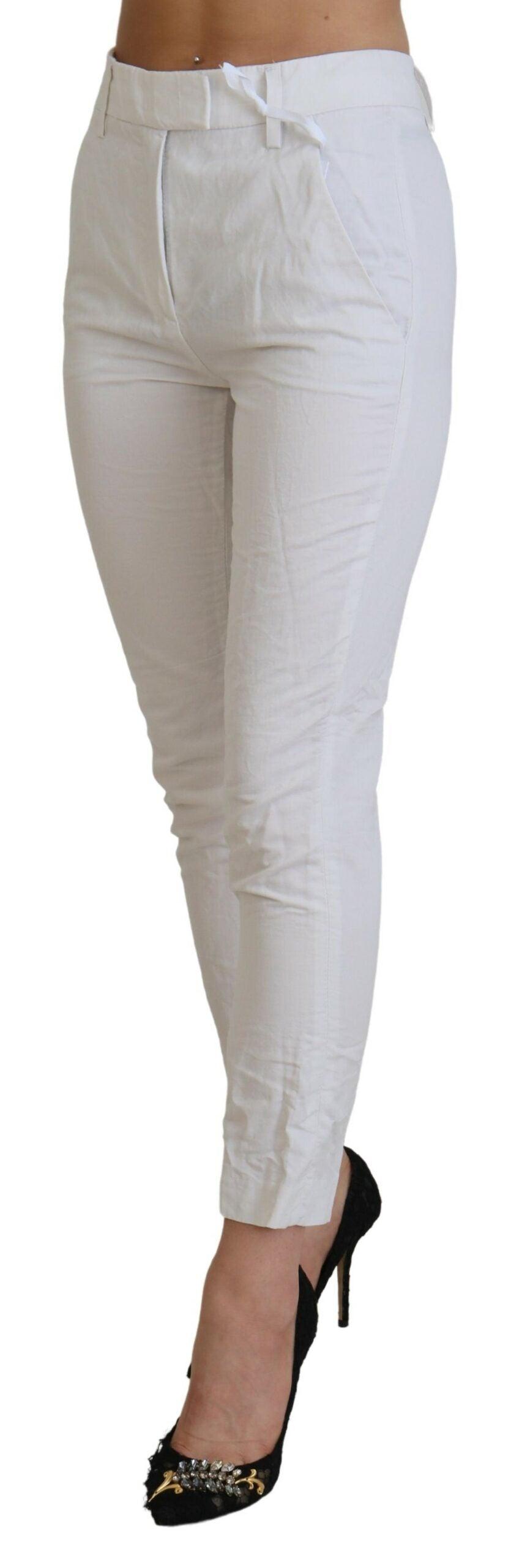 Dondup Elegant High Waist Tapered White Pants - PER.FASHION