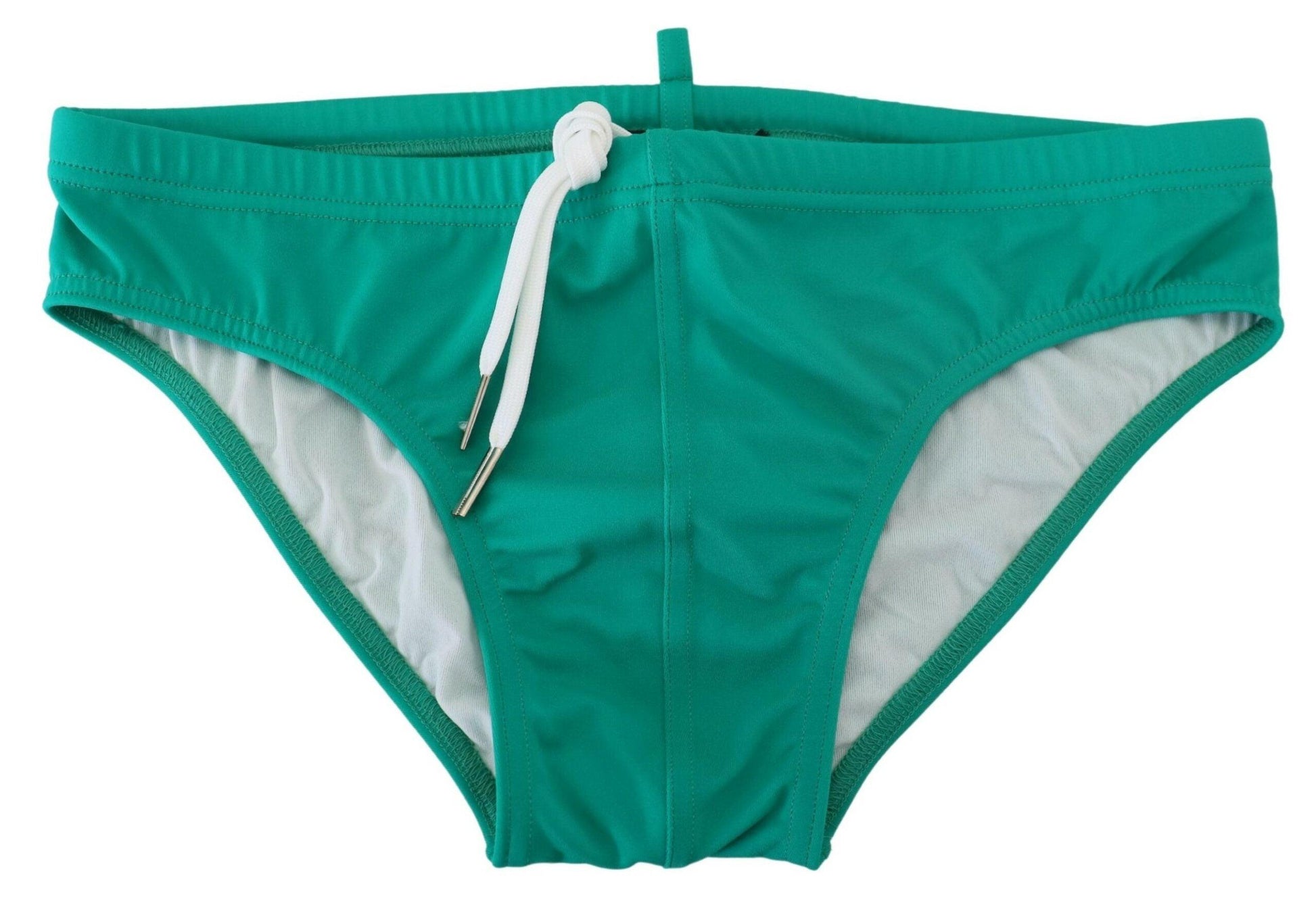 Dsquared² Chic Green Swim Briefs with White Logo - PER.FASHION