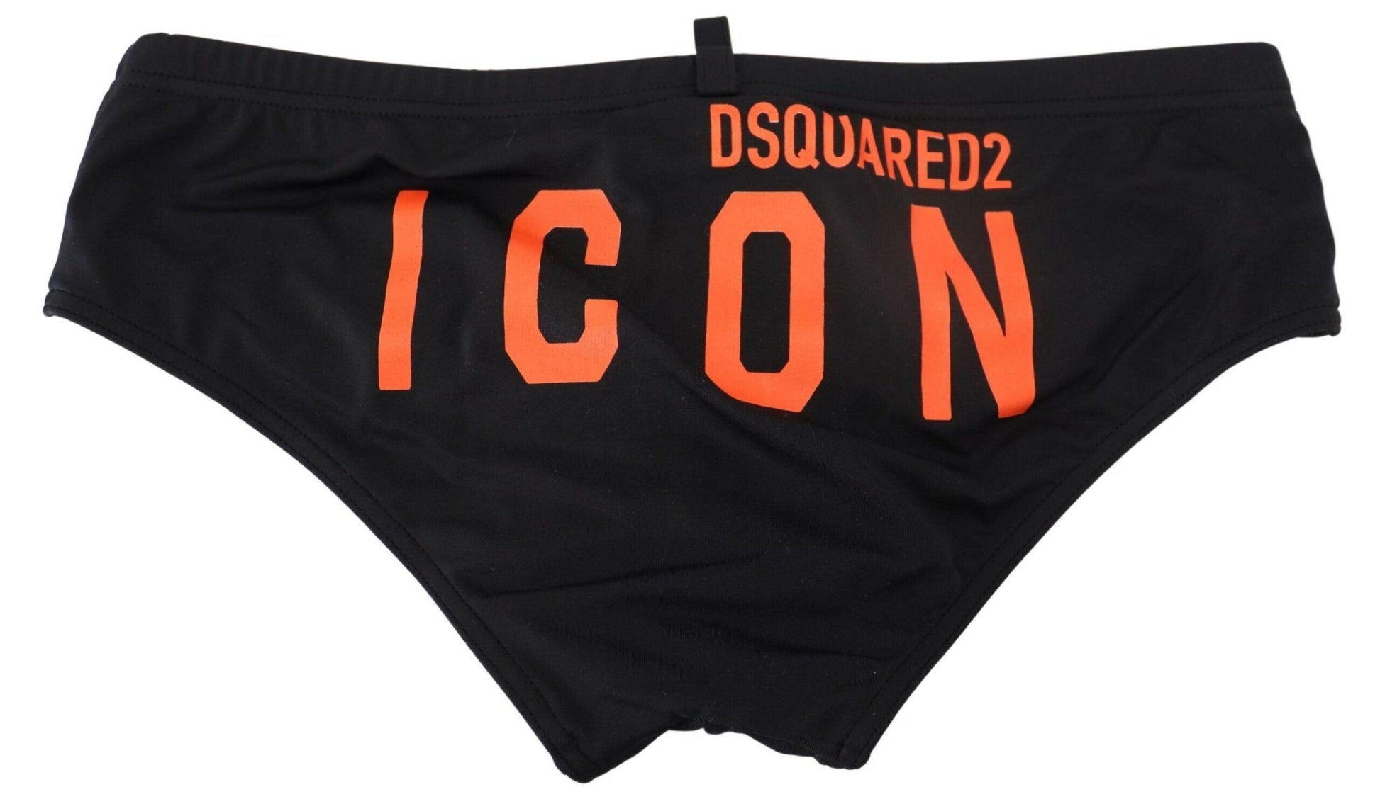 Dsquared² Elegant Black Swim Briefs with Orange Logo - PER.FASHION