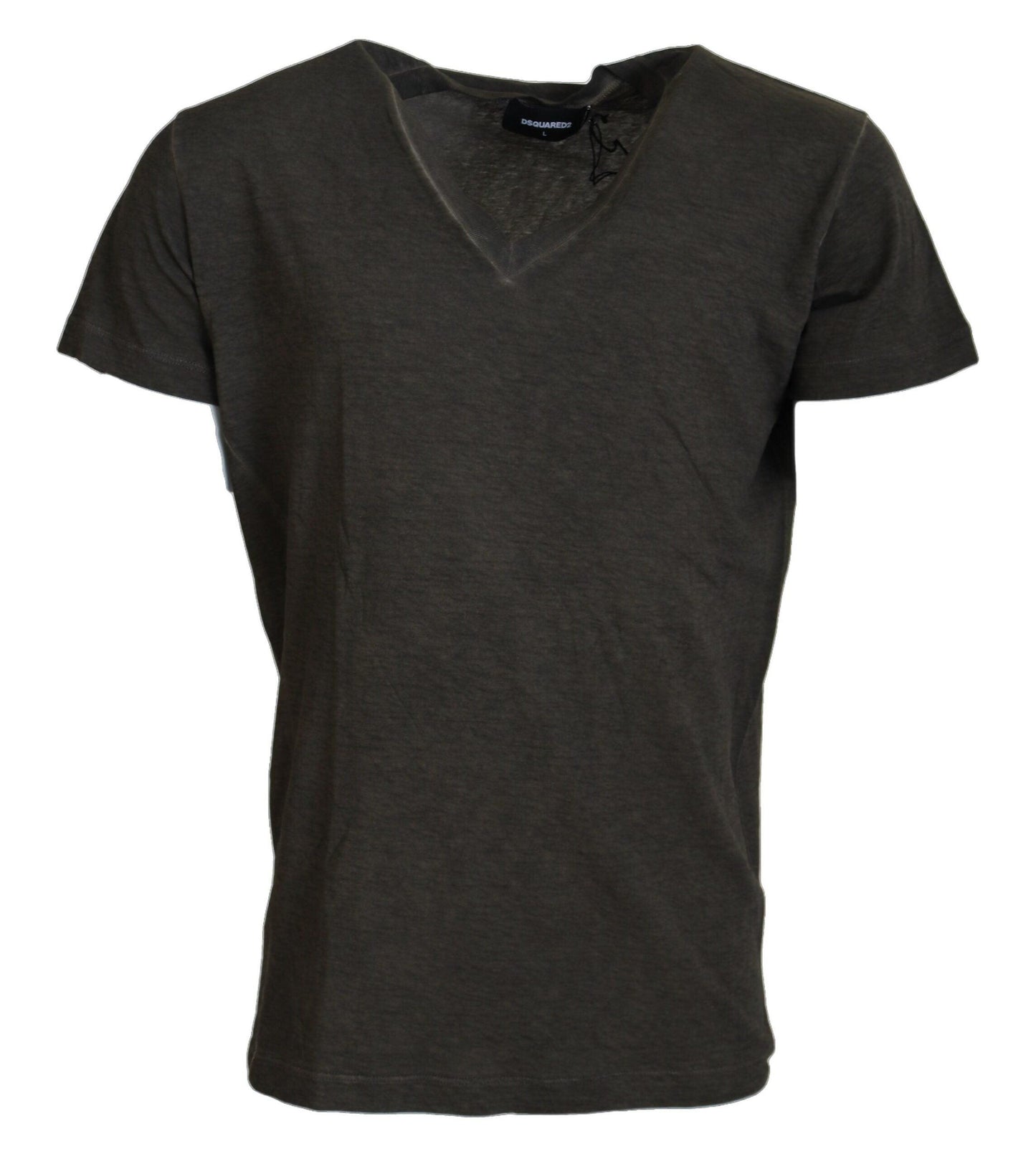 Dsquared² Gray Cotton Linen Short Sleeves V-neck T-shirt - PER.FASHION