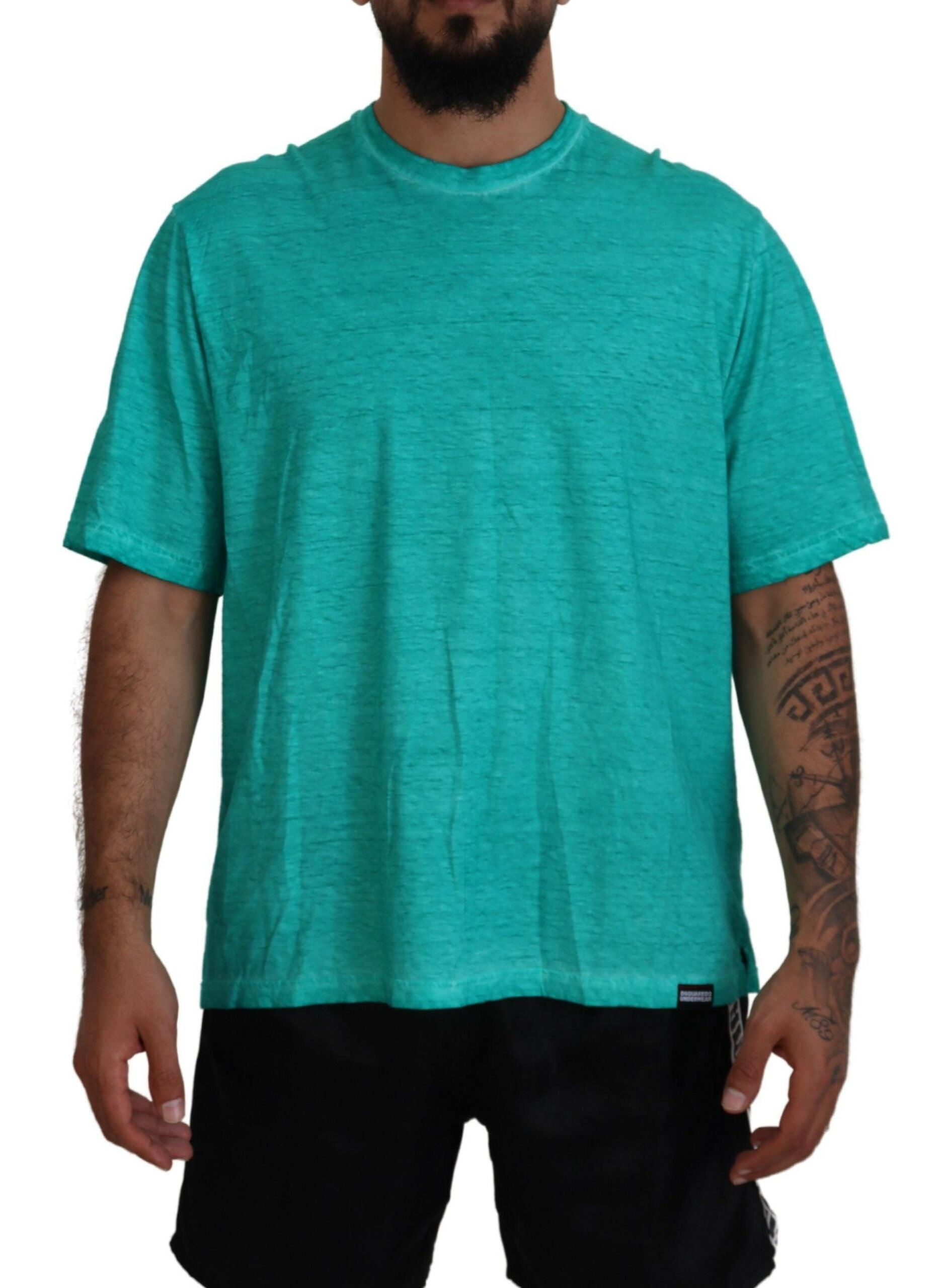 Dsquared² Light Green Cotton Linen Short Sleeves T-shirt - PER.FASHION