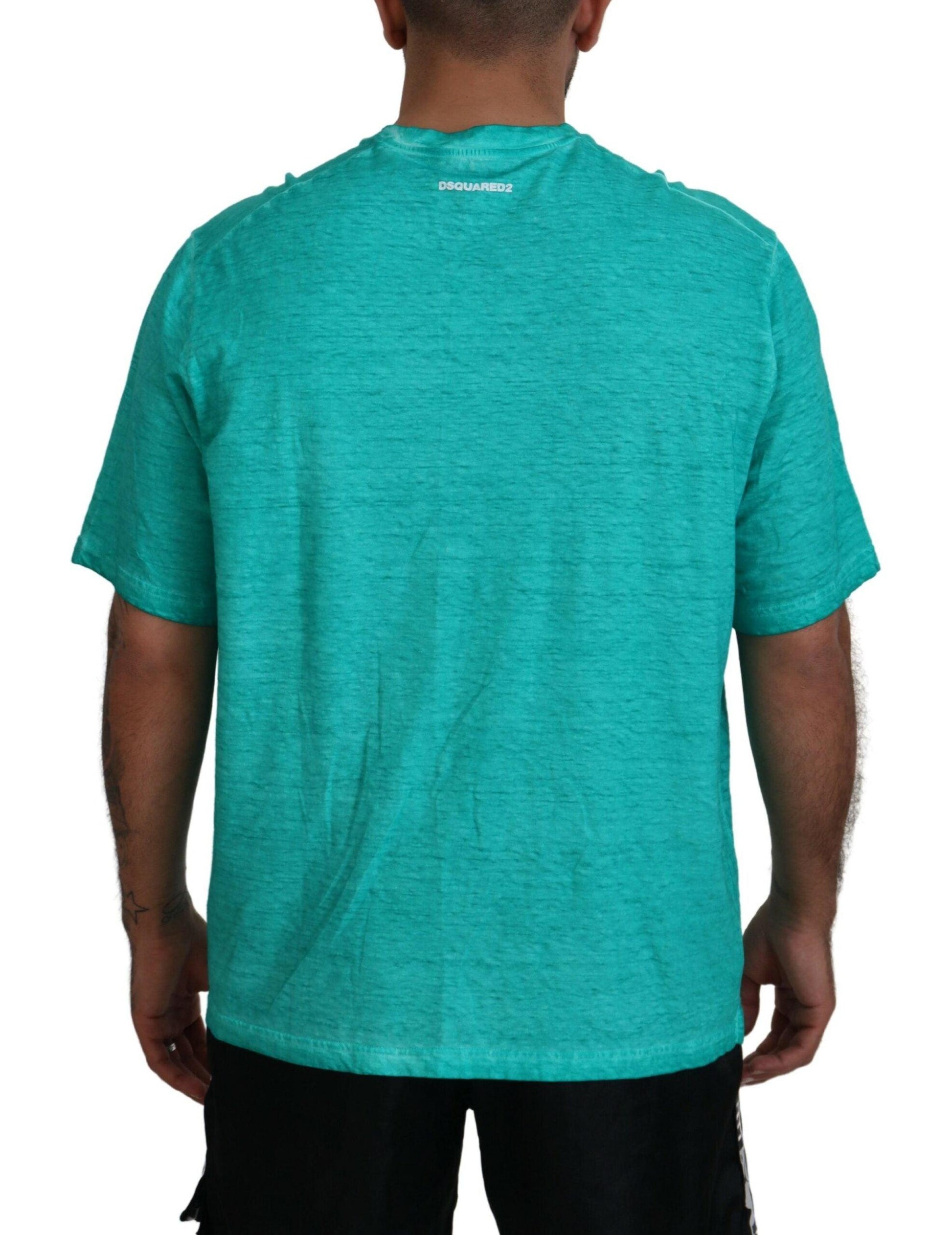 Dsquared² Light Green Cotton Linen Short Sleeves T-shirt - PER.FASHION