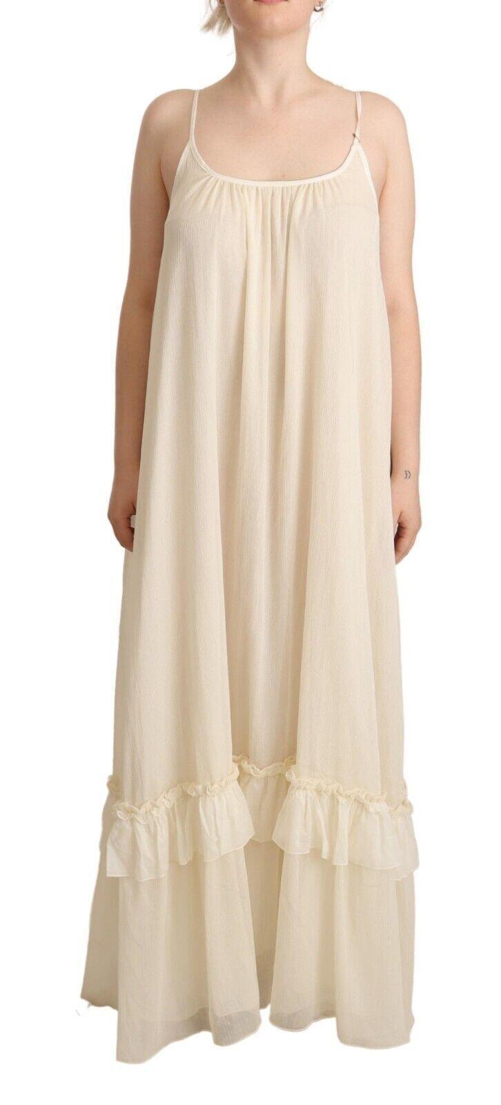 Elegant Off White A-Line Floor Length Dress - PER.FASHION