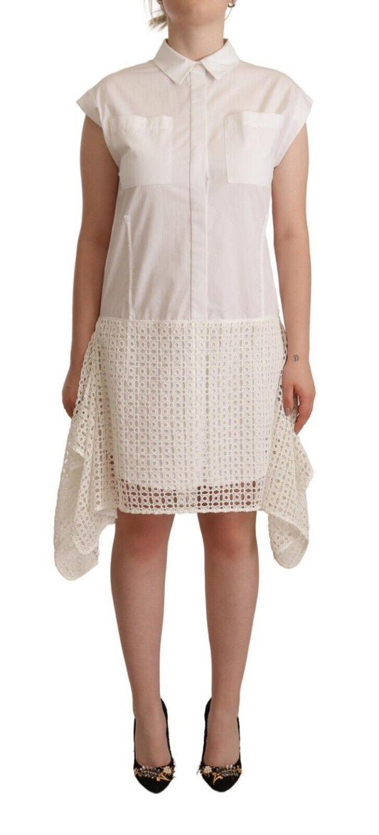 Elegant White Button-Down Cotton Dress - PER.FASHION