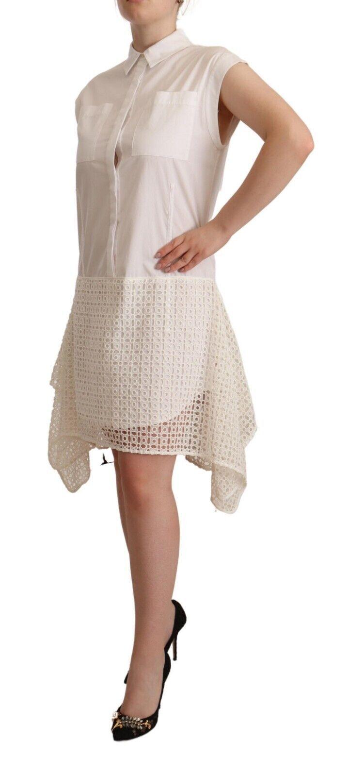 Elegant White Button-Down Cotton Dress - PER.FASHION