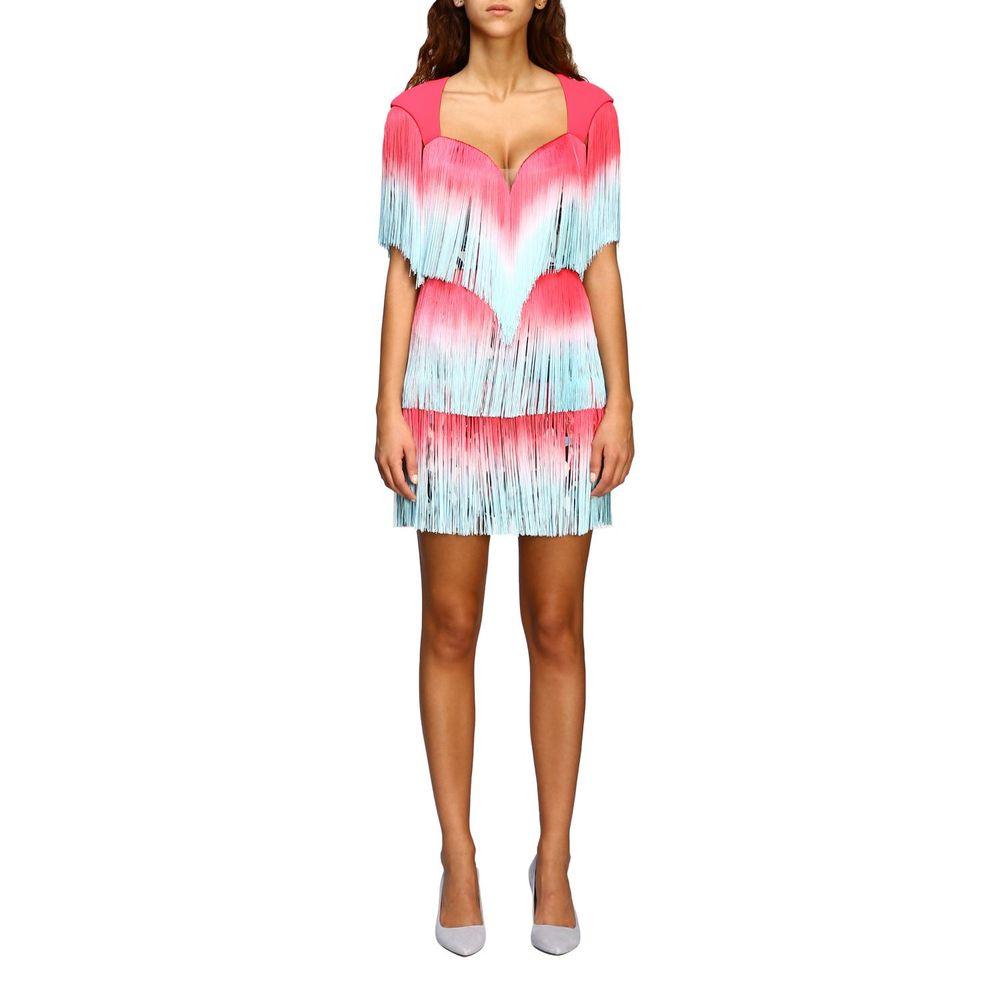 Elisabetta Franchi Elegant Pink Fringe Cocktail Dress - PER.FASHION