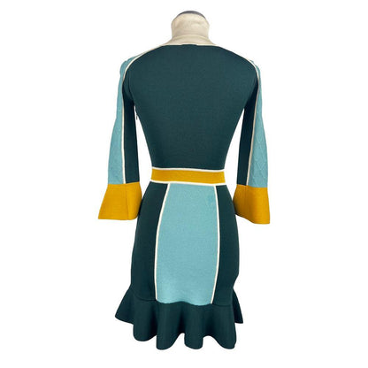 Elisabetta Franchi Emerald Elegance Turtle Neck Stretch Dress - PER.FASHION