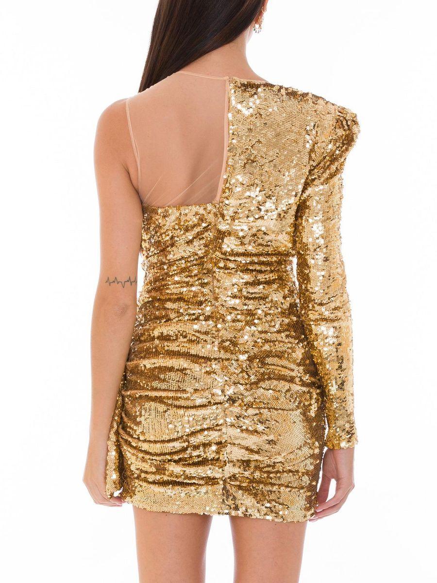 Elisabetta Franchi Glistening Gold Sequin Evening Dress - PER.FASHION