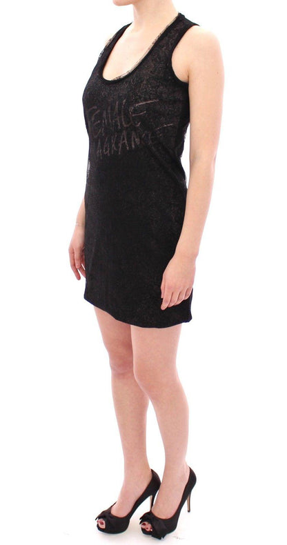 Ermanno Scervino Black Nylon Lace Detail Mini Dress - PER.FASHION
