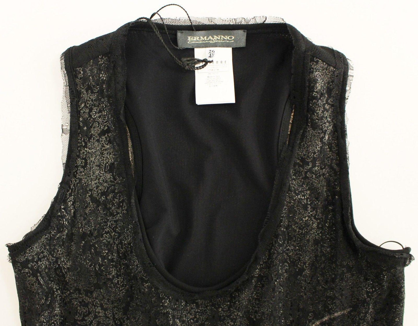 Ermanno Scervino Black Nylon Lace Detail Mini Dress - PER.FASHION