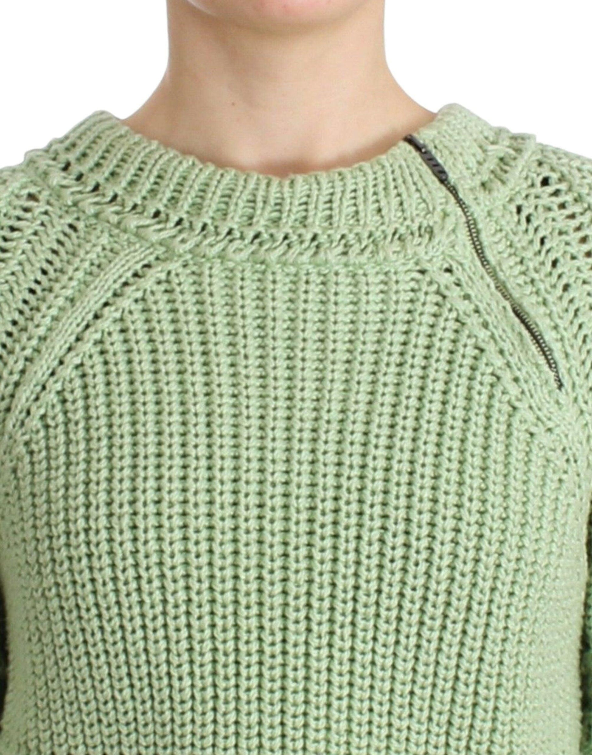 Ermanno Scervino Chic Green Cropped Cotton Sweater - PER.FASHION
