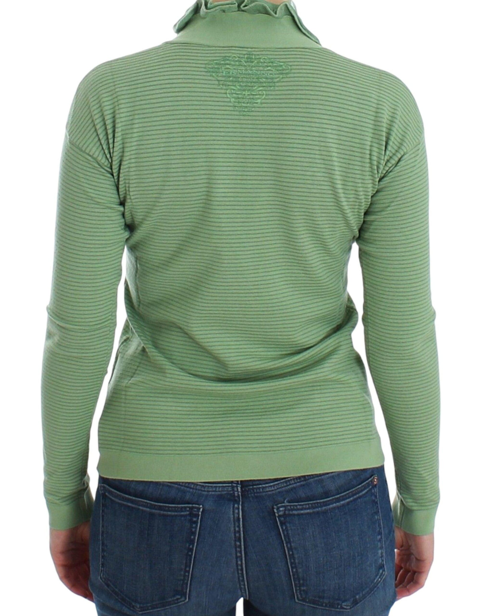Ermanno Scervino Elegant Green Striped Wool Blend Sweater - PER.FASHION