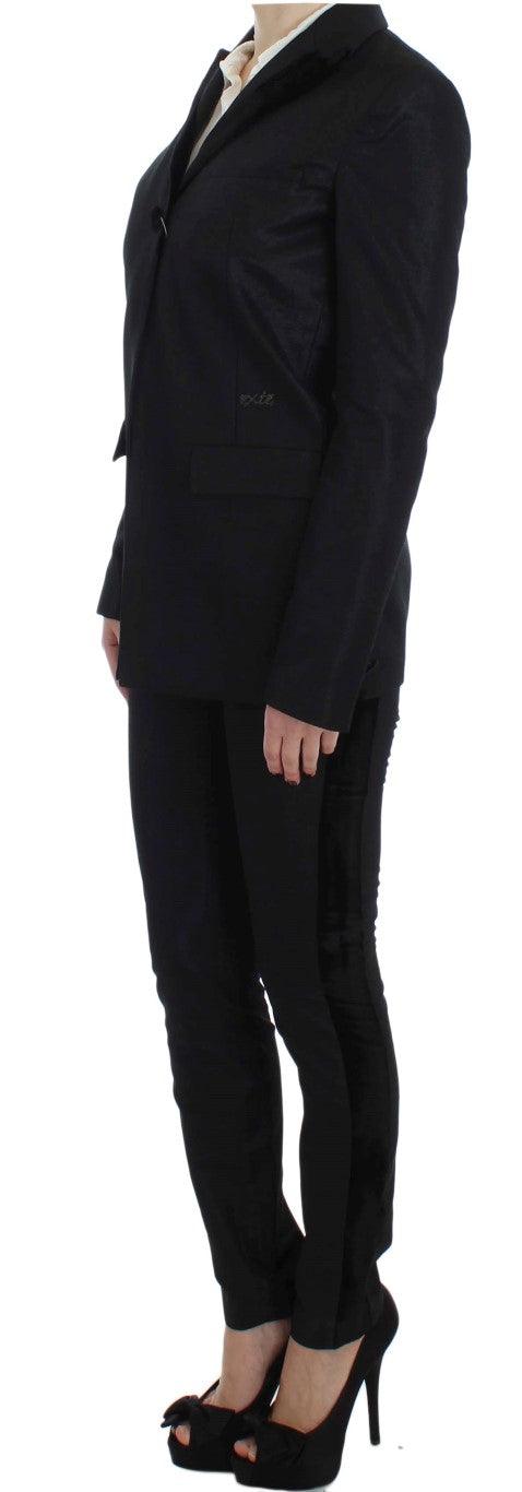 Exte Elegant Three-Piece Black Pants Suit - PER.FASHION