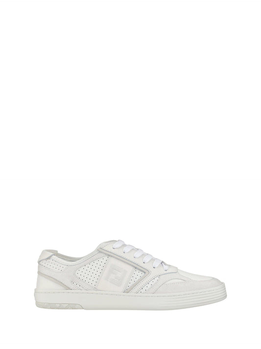 Fendi Elegant Low Top Calfskin Sneakers in White - PER.FASHION