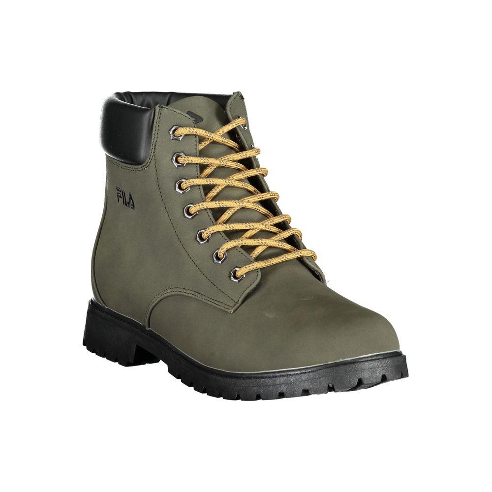 Fila Chic Green Laced Boots with Contrast Embroidery - PER.FASHION