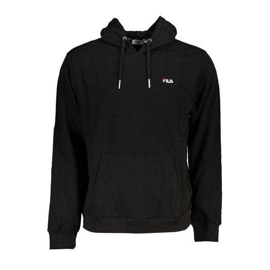 Fila Sleek Black Hooded Sweatshirt with Embroidery - PER.FASHION