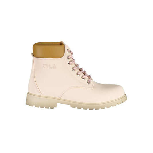 Fila Chic Pink Lace-Up Boots with Embroidery Details - PER.FASHION