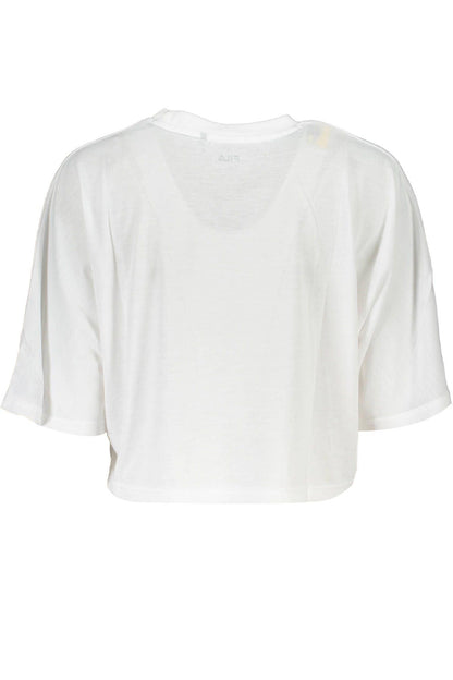 Fila Elegant White Logo Tee with Wide Neckline - PER.FASHION