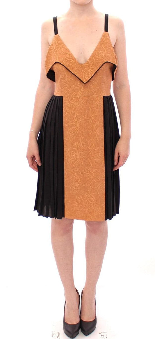 FILOS Silk Bronze & Black Sleeveless Sheath Dress - PER.FASHION