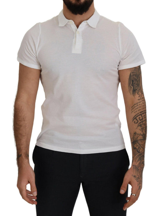 FRADI Elegant White Cotton Polo T-Shirt - PER.FASHION