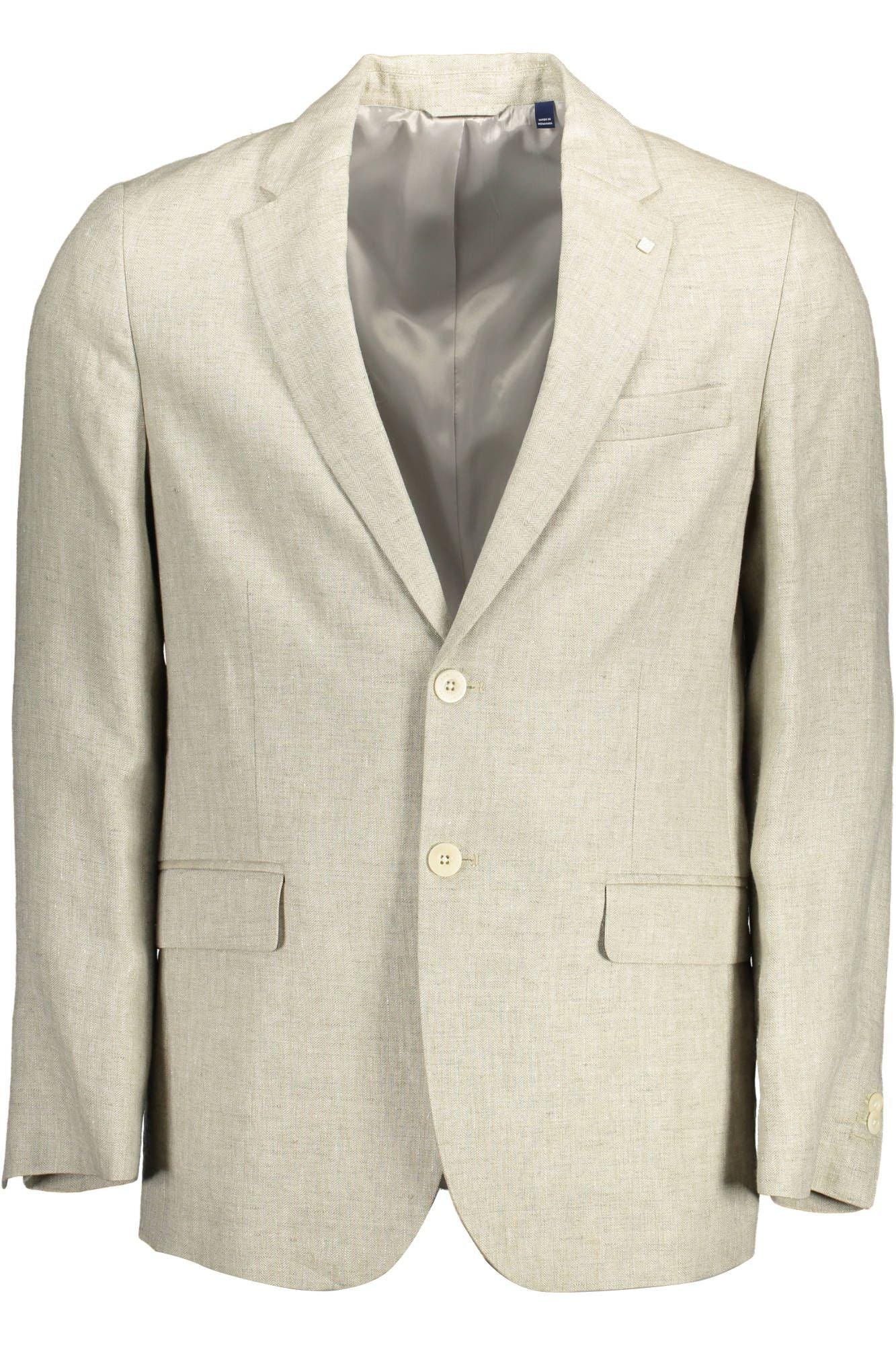 Gant Beige Linen Classic Jacket with Logo Detailing - PER.FASHION