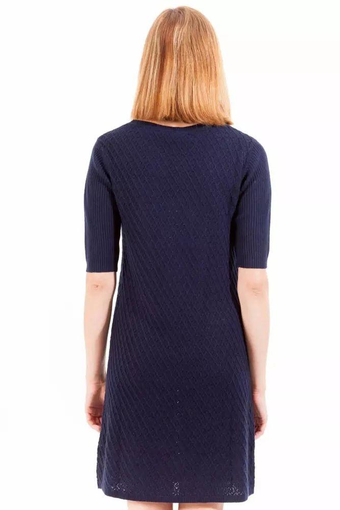 Gant Chic Blue Wool-Cashmere Short Dress with Logo - PER.FASHION
