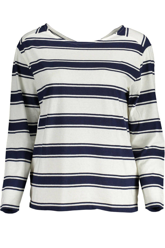 Gant Chic Long-Sleeved White Cotton Tee with V-Neck Detail - PER.FASHION