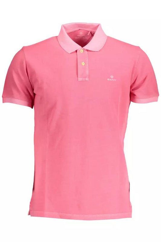Gant Chic Pink Cotton Polo Shirt with Logo Detail - PER.FASHION