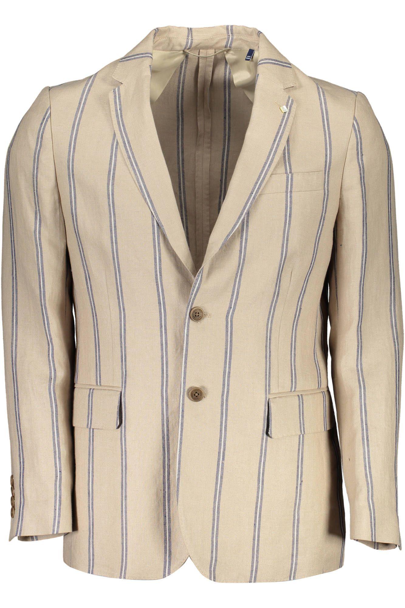 Gant Classic Linen Single-Breast Beige Jacket - PER.FASHION