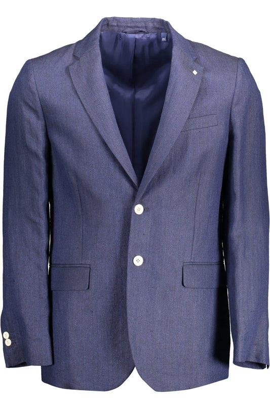 Gant Elegant Blue Linen Classic Jacket - PER.FASHION