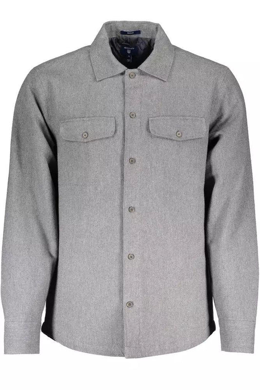Gant Elegant Gray Cotton Long-Sleeved Men's Shirt - PER.FASHION