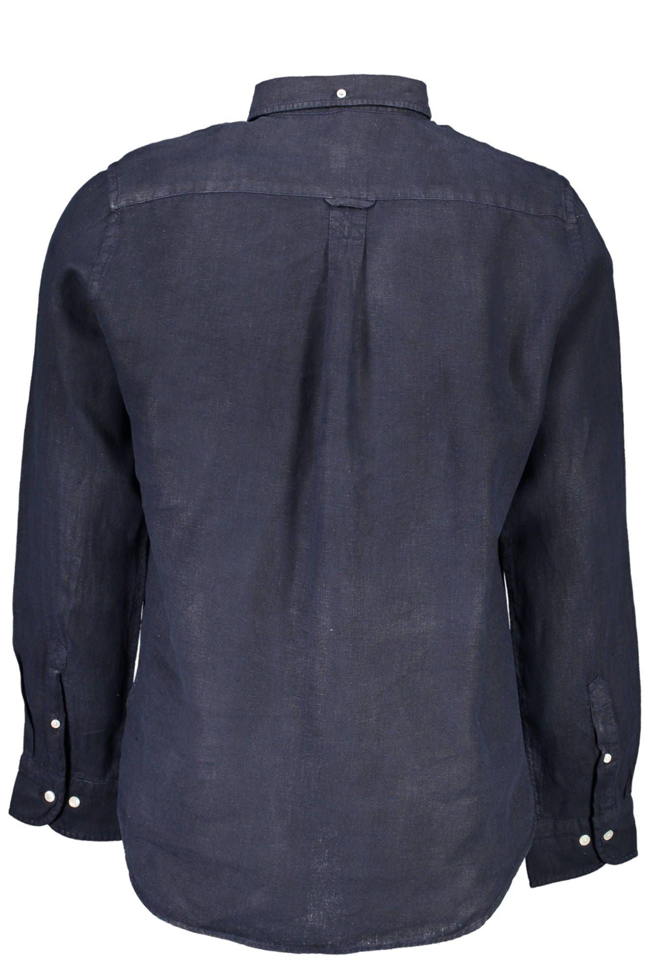 Gant Elegant Linen Short Sleeve Shirt in Blue - PER.FASHION