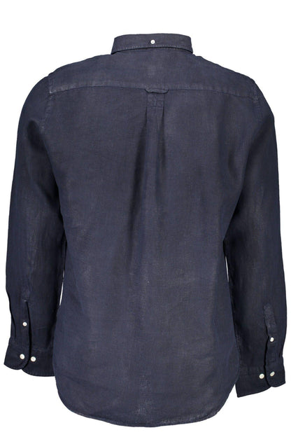 Gant Elegant Linen Short Sleeve Shirt in Blue - PER.FASHION