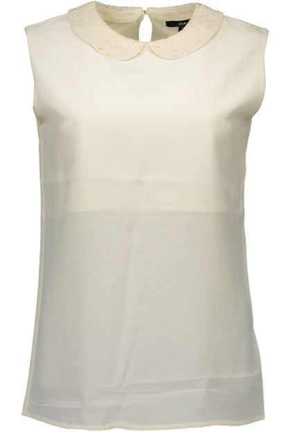 Gant Elegant Silk Tank with Removable Collar in White - PER.FASHION
