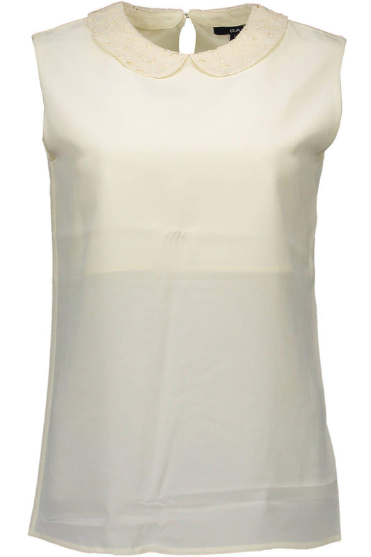Gant Elegant Silk Tank with Removable Collar in White - PER.FASHION