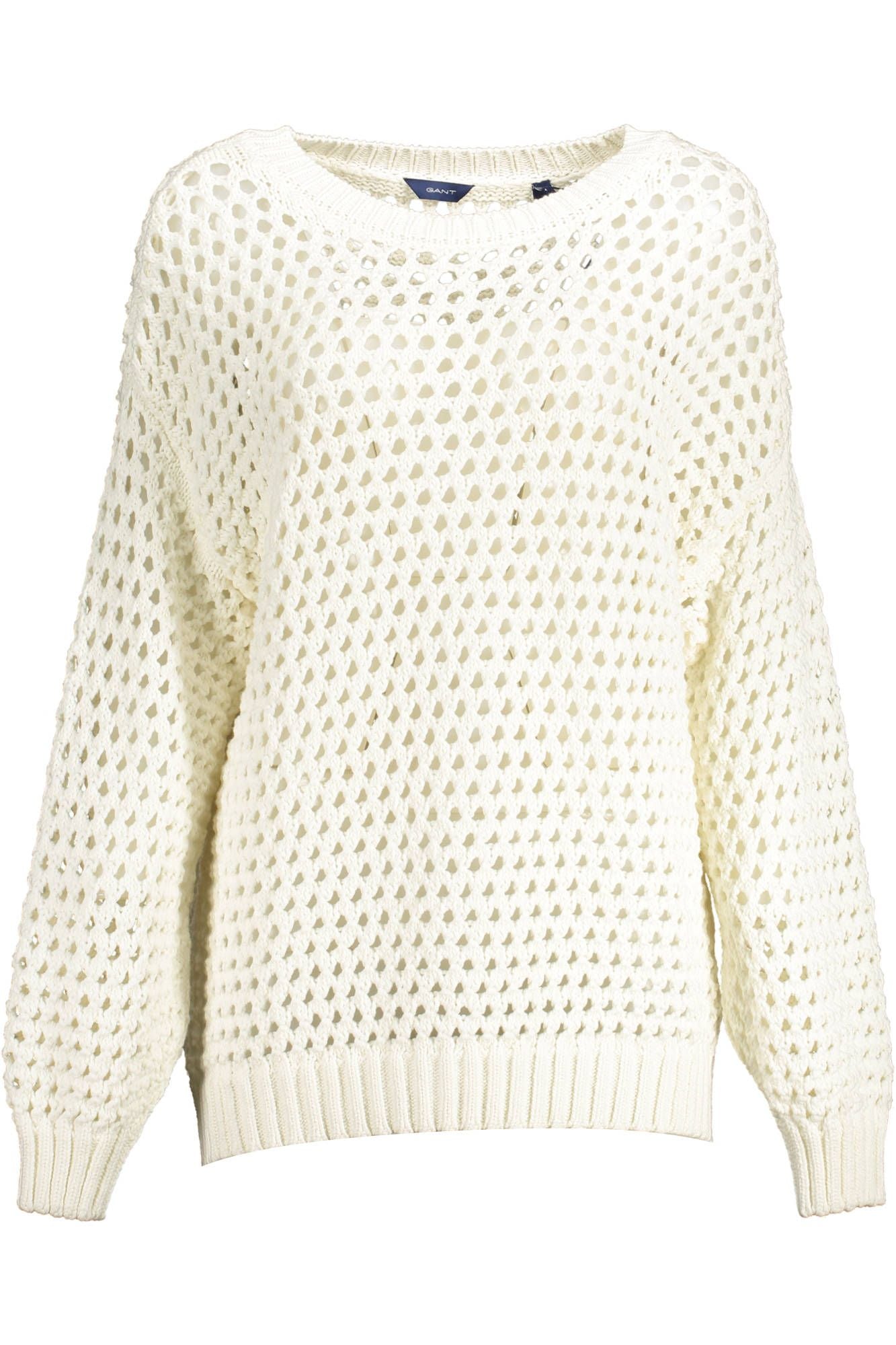 Gant Elegant Белый перфорированный свитер с круглым вырезом