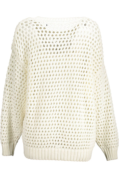 Gant Elegant Белый перфорированный свитер с круглым вырезом