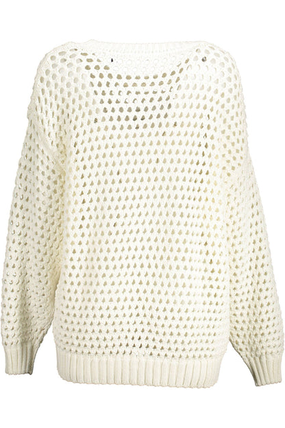 Gant Elegant White Perforated Crewneck Sweater