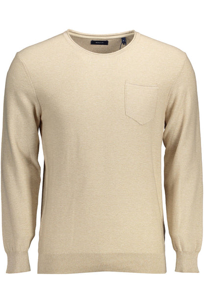 Gant Elegant Бежевый свитер с круглым вырезом и вышивкой