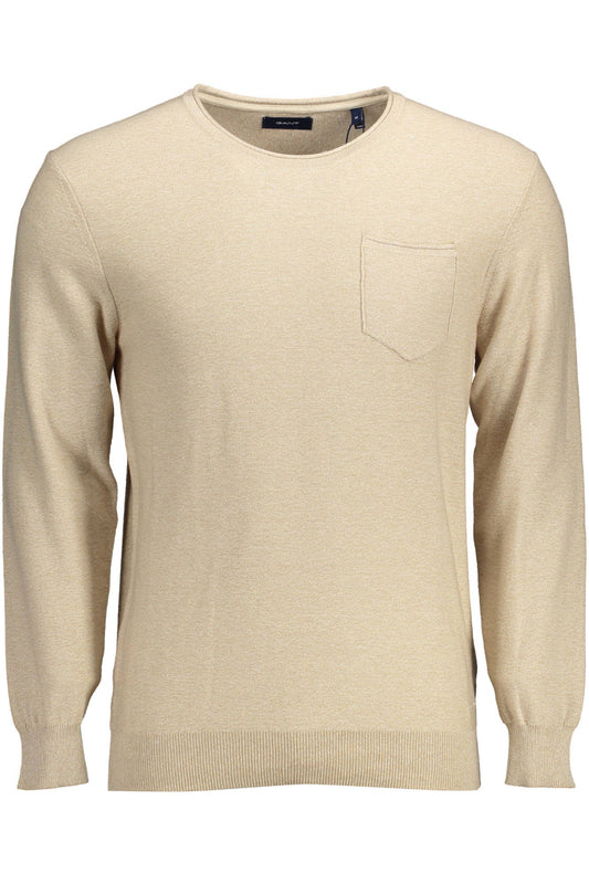 Gant Maglione Elegante Girocollo Beige con Ricamo