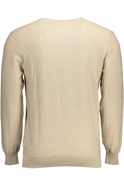 Gant Elegant Бежевый свитер с круглым вырезом и вышивкой