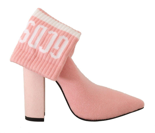 GCDS Chic Pink Suede Ankle Boots with Logo Socks - PER.FASHION