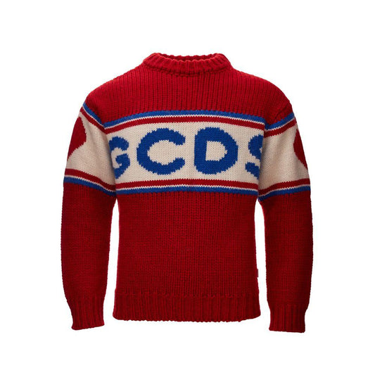 GCDS Elegant Red Wool Sweater For Sharp Looks - PER.FASHION