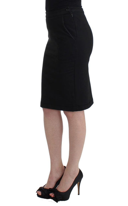 GF Ferre Chic Black Pencil Skirt Knee Length with Side Zip - PER.FASHION