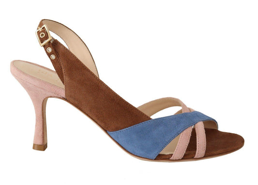 GIA COUTURE Chic Multicolor Suede Slingback Heel Sandals - PER.FASHION