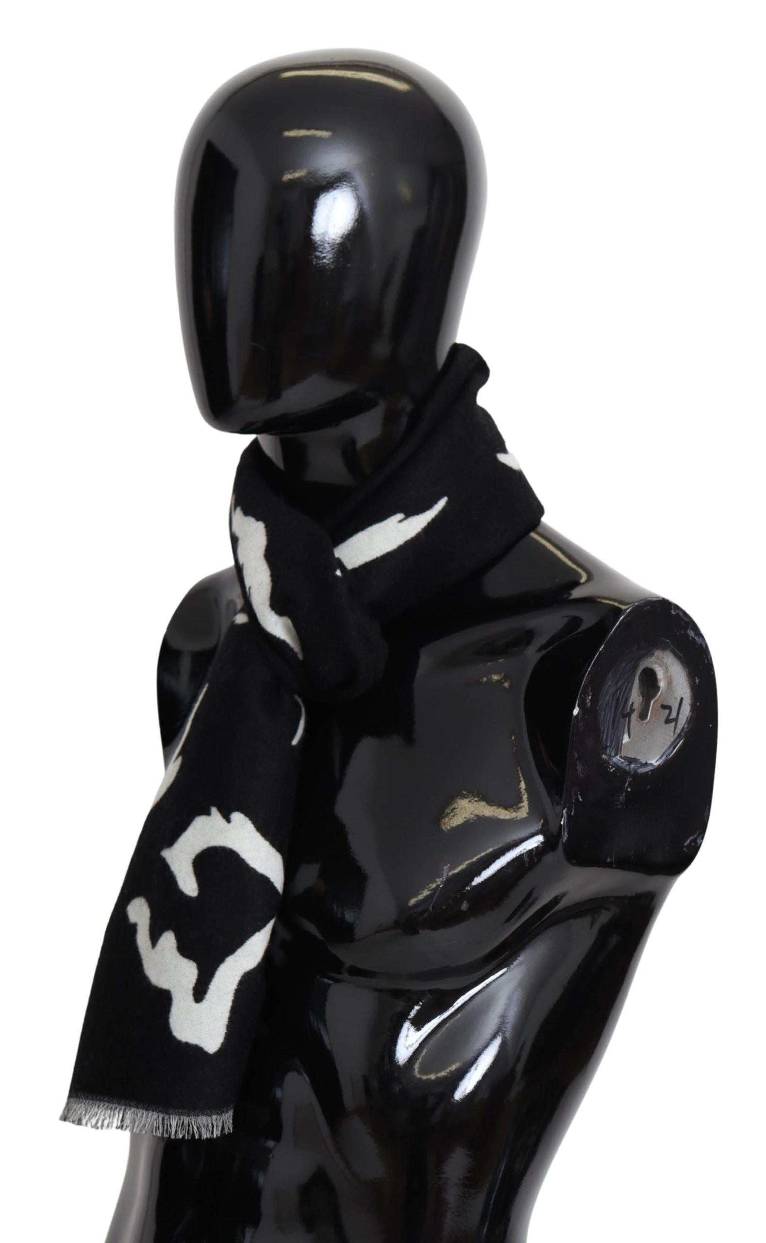 Givenchy Elegant Unisex Wool-Silk Scarf in Black & White - PER.FASHION